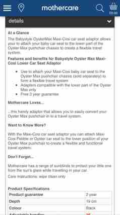 Oyster max cheap double mothercare