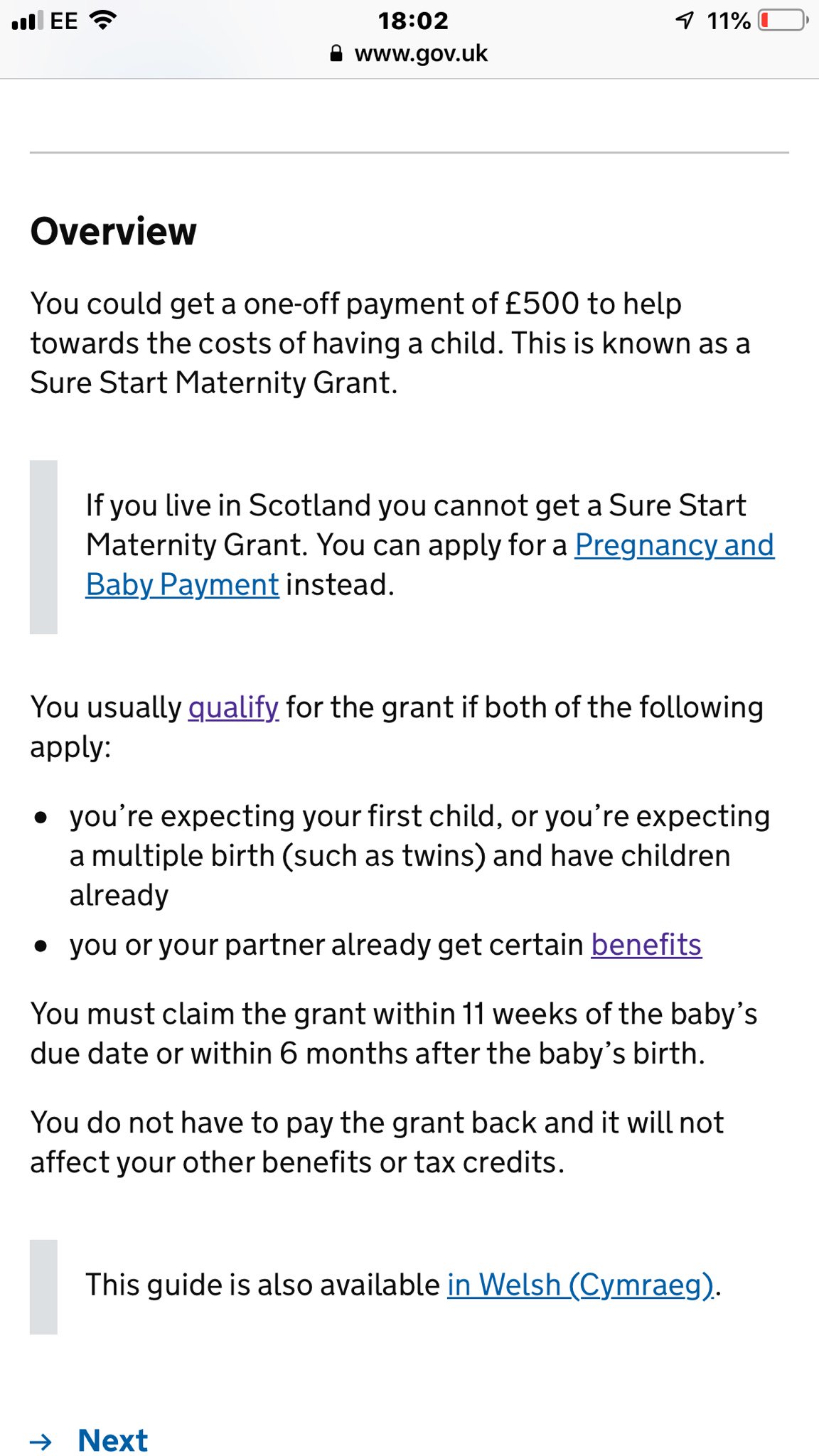 Sure start maternity grant