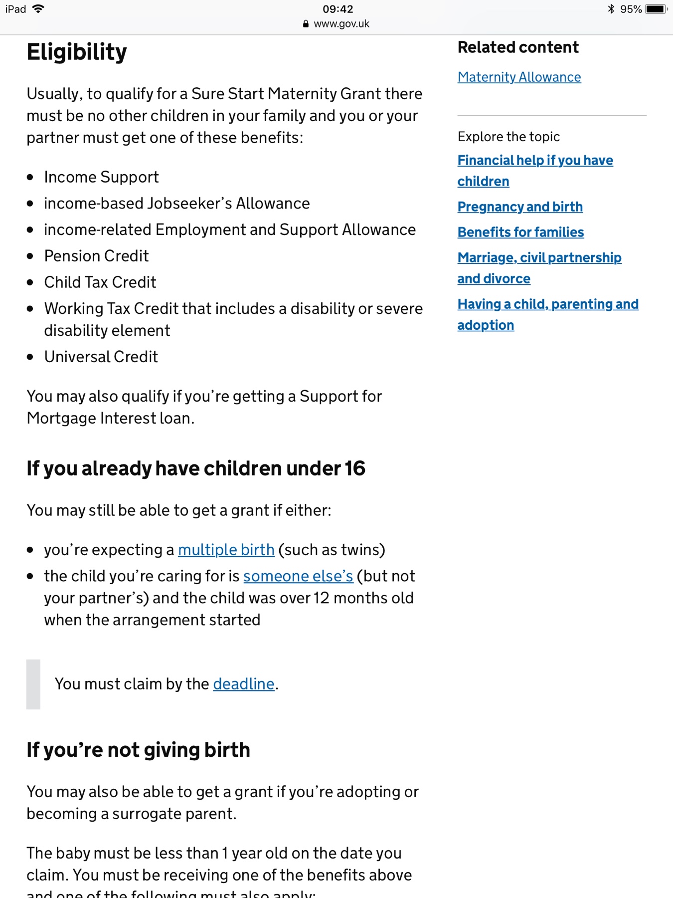 Will I get surestart maternity grant?