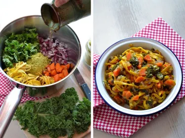 One pot pasta chou kale et carottes