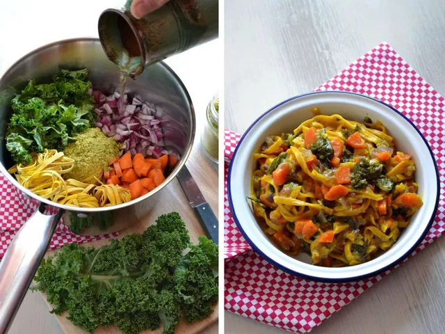 One pot pasta chou kale et carottes