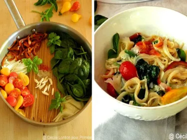 One pot pasta aux épinards et tomates cerises