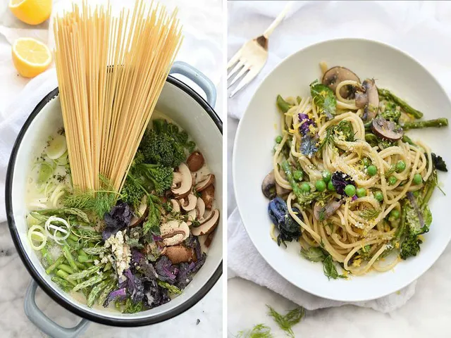 One pot pasta aux légumes verts et champignons