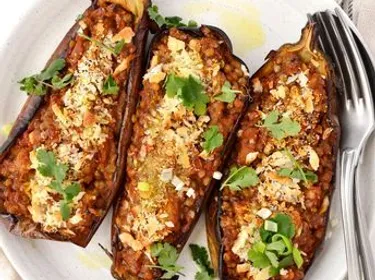 Aubergines farcies aux lentilles