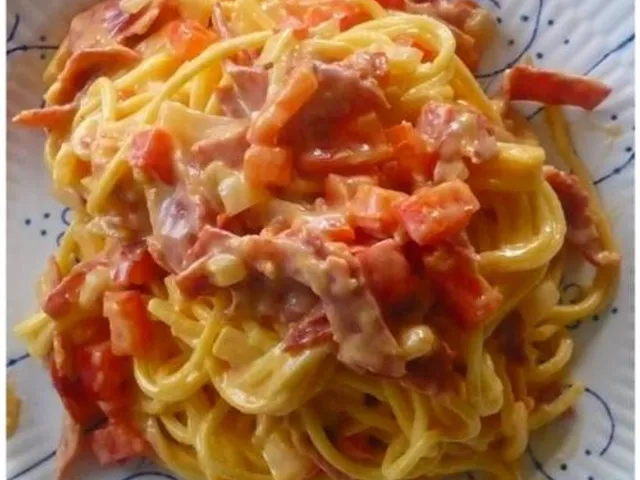 Spaghettis au chorizo et crème de parmesan