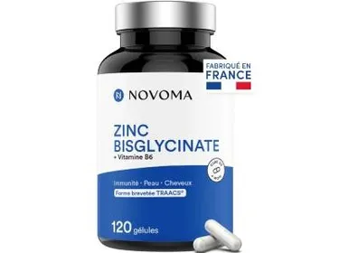 Novoma - Zinc Bisglycinate 15 mg + Vitamine B6 Bioactive, 120 Gélules