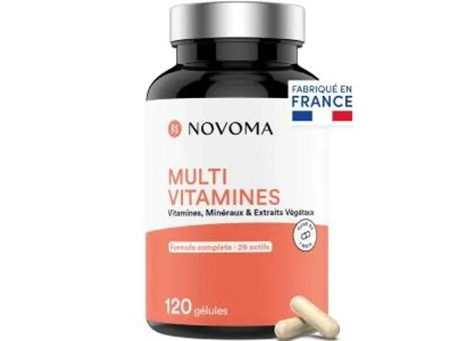 Novoma - Multivitamines 29 Vitamines & Minéraux A B C D3 E K2 + Magnésium et zinc 120 gélules